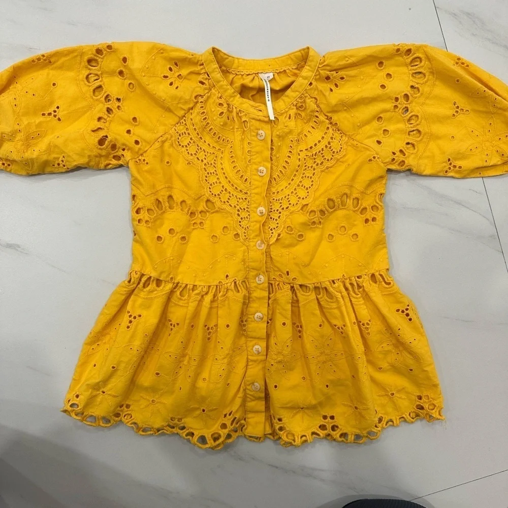Yellow Eyelet Kids Casual Dress